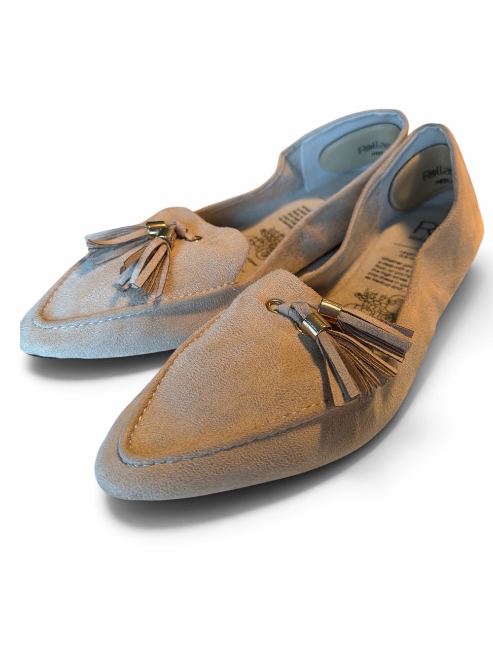 Rollasole Women’s Roll Up Ballet Flats W/Tassells In Tan Size 9.5 - 10.5 NWOT - Picture 3 of 6